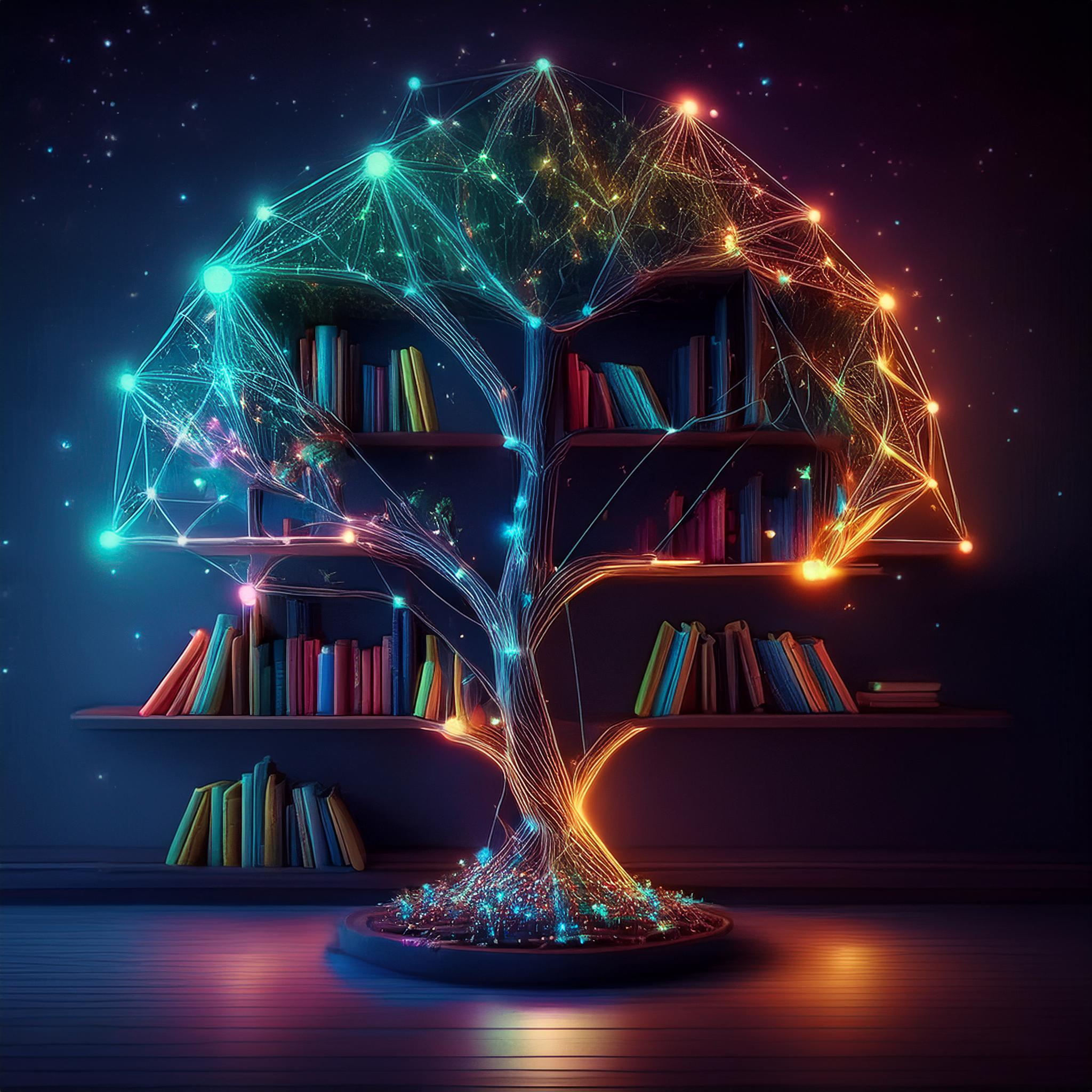 Firefly a magical bookshelf with geometric connected nodes 39738.jpg