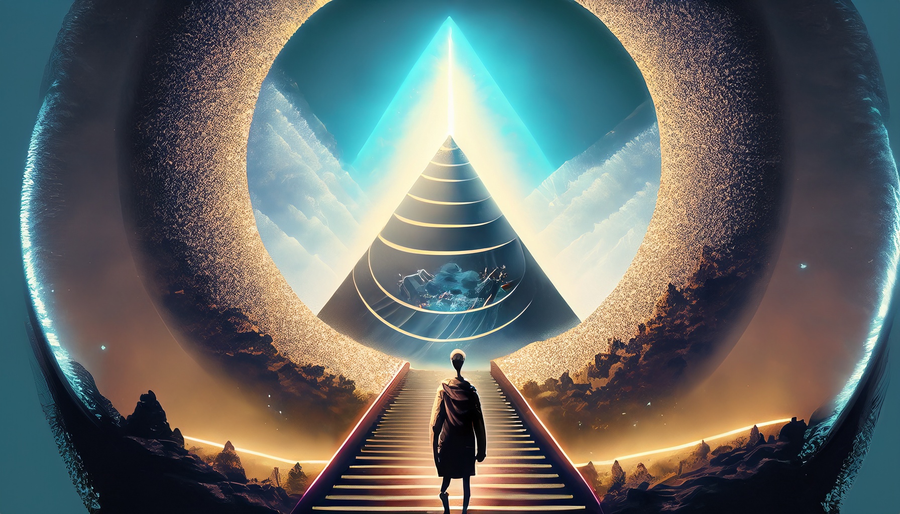13 Firefly one person Standing on the stairs of a circular path to self-actualization and enlightenment.jpg